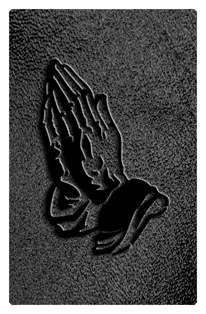 DF35T 516 BK SH BK Black Praying Hands Shimmer Black Background